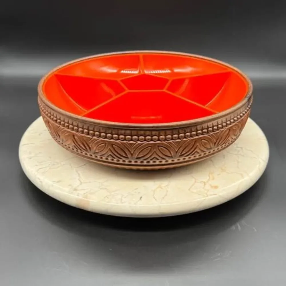 Vintage EMSA West Germany Orange Divided Serving Tray Relish Dish MCM